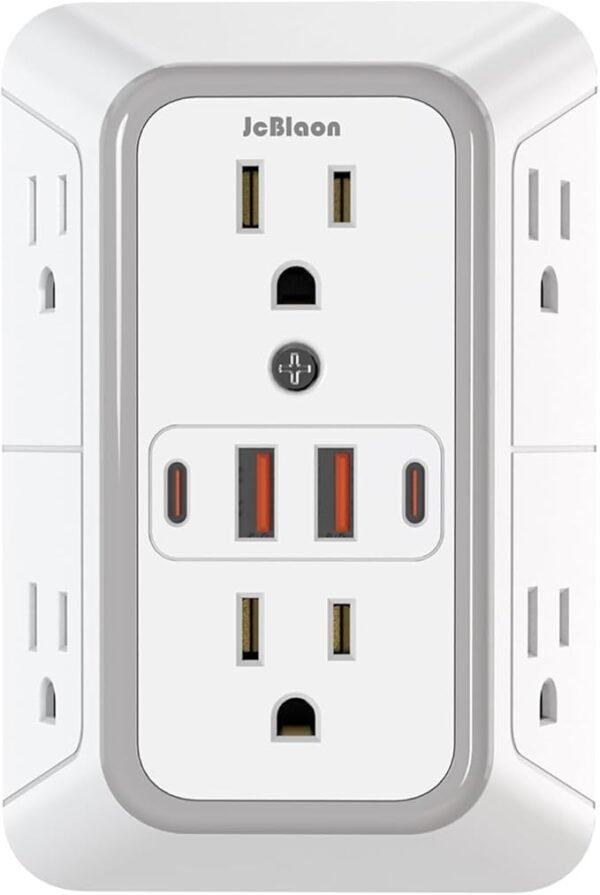 Outlet Extender Surge Protector - 6 Outlet Splitter with 4 USB Ports (2 USB C), Multiple Plug Expander Wall Charger, 3 Sided Multi Plug Wall Adapter Power Strip for Home Office Kitchen Travel