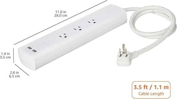 Amazon Basics Smart Plug Power Strip with 3 Individually Controlled Outlets and 2 USB-A Ports, Works with Alexa Only, 2.4 GHz Wi-Fi, No Hub Required, White - Image 4