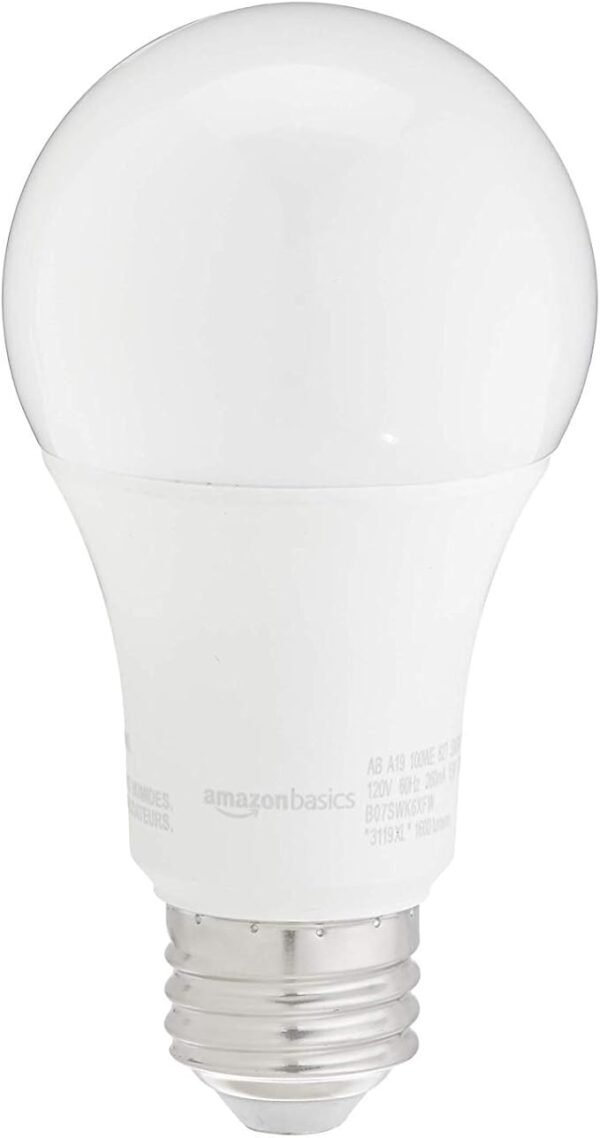 Amazon Basics A19 LED Light Bulbs 100 Watt Equivalent, Soft White (2700K), Energy Efficient 15W, Non-Dimmable, 10,000 Hour Lifetime, 2-Count - Image 2