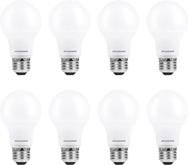 SYLVANIA ECO LED Light Bulb, A19 60W Equivalent, Efficient 9W, 7 Year, 750 Lumens, 2700K, Non-Dimmable, Frosted, Soft White - 8 Count (Pack of 1) (40821) - Image 2