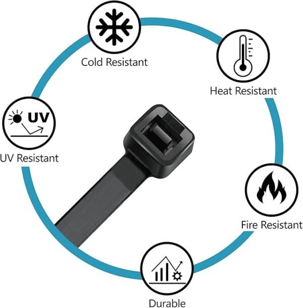 Zip Ties Assorted Sizes(4”+6”+8”+12”), 400 Pack, Black Cable Ties, UV Resistant Wire Ties by ANOSON - Image 5