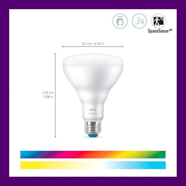 WiZ 65W BR30 Color LED Smart Bulb - Pack of 6 - E26- Indoor - Connects to Your Existing Wi-Fi - Control with Voice or App + Activate with Motion - Matter Compatible - Image 2