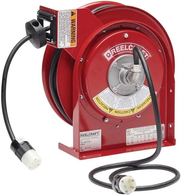 Reelcraft L-4525-123-3A - 12/3 x 25 ft. 20A, Single Receptacle Electric Cord Reel