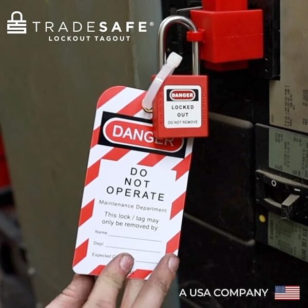 TRADESAFE Lockout Tagout Tags - 60 Danger Do Not Operate Tags with 60 Zip Ties, Premium 32 mil Vinyl, OSHA Compliant Loto Tags for Lock Out Tag Out, Out of Service, Electrical Equipment Repair - Image 5