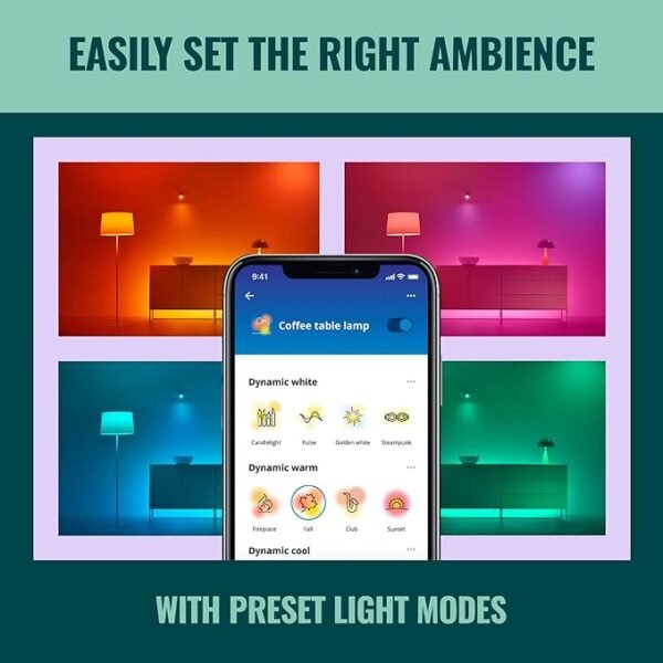 WiZ 65W BR30 Color LED Smart Bulb - Pack of 6 - E26- Indoor - Connects to Your Existing Wi-Fi - Control with Voice or App + Activate with Motion - Matter Compatible - Image 4