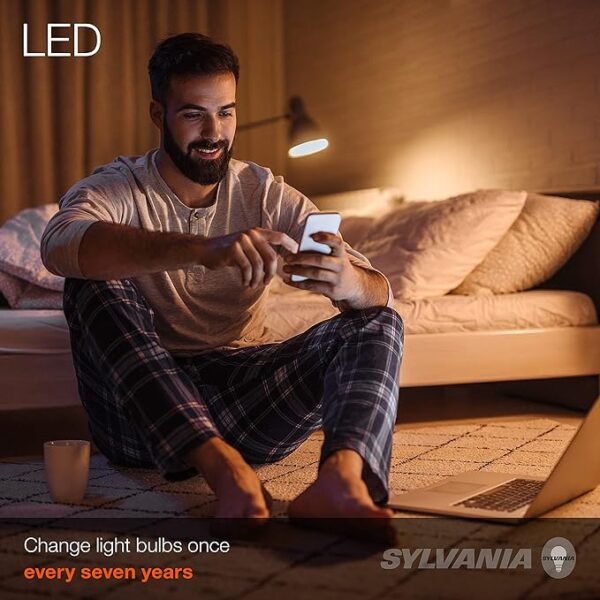 SYLVANIA ECO LED Light Bulb, A19 60W Equivalent, Efficient 9W, 7 Year, 750 Lumens, 2700K, Non-Dimmable, Frosted, Soft White - 8 Count (Pack of 1) (40821) - Image 4