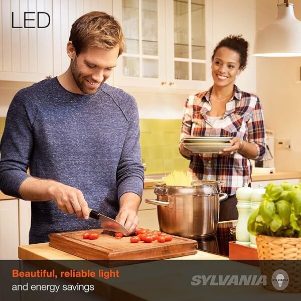 SYLVANIA ECO LED Light Bulb, A19 60W Equivalent, Efficient 9W, 7 Year, 750 Lumens, 2700K, Non-Dimmable, Frosted, Soft White - 8 Count (Pack of 1) (40821) - Image 3